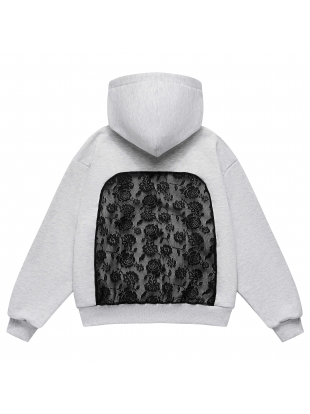 Lace boxy bluza szary melanż